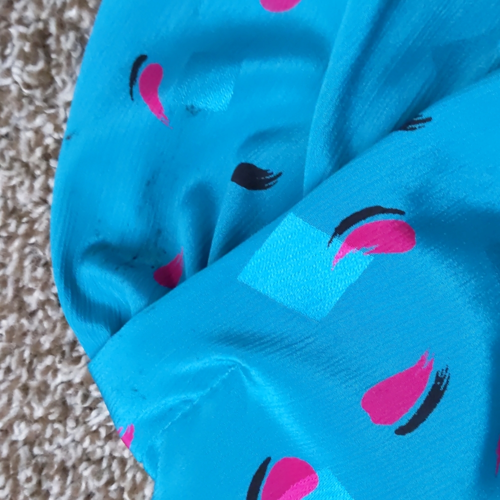Awesome Retro 80s/90s Teal & Pink Brush Dot Collared Dress, Size 4/6 - Picture 7 of 9